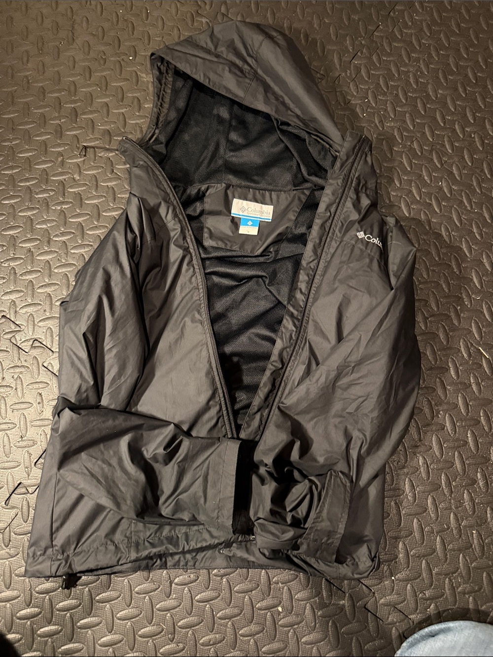 Columbia Black Hooded Packable Shell Jacket
